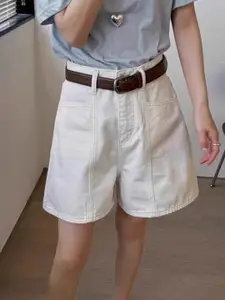 StyleCast Women Loose Fit High-Rise Denim Shorts