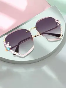 DEXENT COLLECTION Women UV Protected Lens Rimless Butterfly Sunglasses