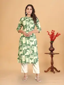 J 6 DESIGNER Floral Printed Mandarin Collar Straight Kurta