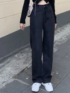 StyleCast Women Straight Fit High-Rise Dark Jeans