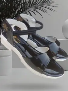 NEW LATEST Black Girls Open Toe Slip-On Flats