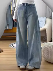 StyleCast Women Wide Leg High-Rise Light Fade Jeans