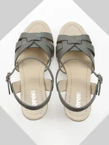 Oroh Yute Women Leather Open Toe Wedge Sandals with Buckle