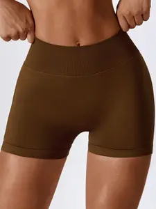 StyleCast Women Skinny Fit Mid-Rise Yoga Running Sports Shorts