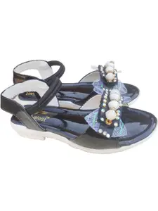 NEW LATEST Girls Black Embellished Open Toe Flats