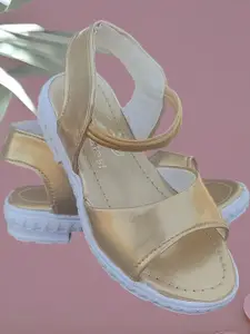 NEW LATEST Girls Gold Open Toe Flats