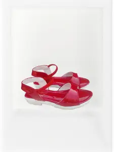 NEW LATEST Girls Red Open Toe Flats