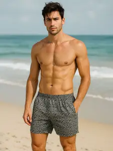 Moda Rapido Men Abstract Printed Cotton Outdoor Shorts