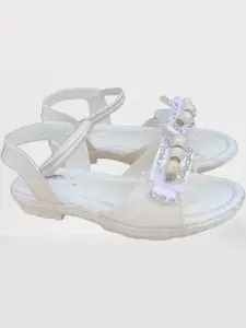 NEW LATEST Girls White Open Toe Slip-On Flats