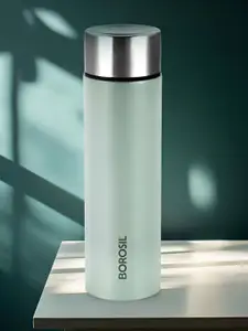 BOROSIL Sea Green Typography Printed Coolsip Mint Stainless Steel Water Bottle 1000ml