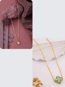 DressBerry 2-Piece Gold-Plated Pendant Chain Necklace