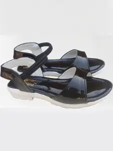 NEW LATEST Girls Black Open Toe Flats