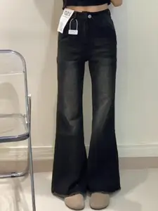 StyleCast Women Flared High-Rise Clean Look Dark Fade Non Stretchable Jeans