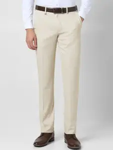 Van Heusen Men Self Design Slim Fit Formal Trousers