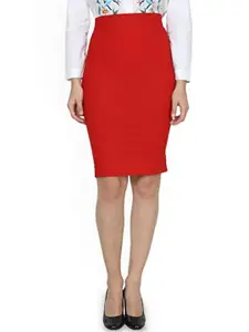 Moda Rapido Women Knee Length Back Slit Detail Pencil Skirt