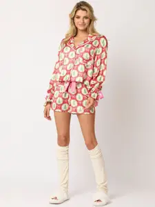 KPOP Printed Lapel Collar Shirt With Shorts Co-Ords