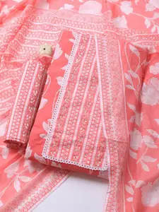 Meena Bazaar Floral Printed Sequinned Unstitched Dress Material