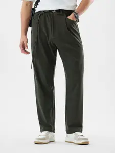 Snitch Men Olive Mid-Rise Baggy Trouser