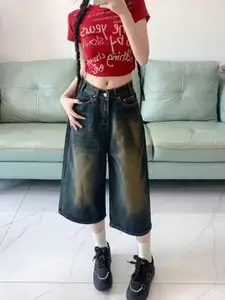 StyleCast Women Wide Leg High-Rise Light Fade Jeans