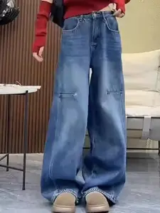 StyleCast Women Wide Leg High-Rise Medium Fade Jeans