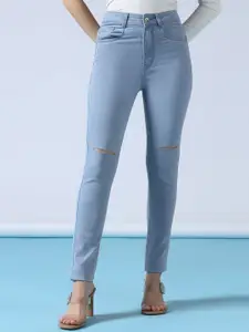 DressBerry Women Skinny Fit High-Rise Cotton Slash Knee Jeans