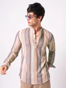 VASTRADO Men Crinkled Striped Kurta
