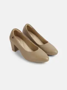 Mochi Women Pointed Toe Block Heel Pumps