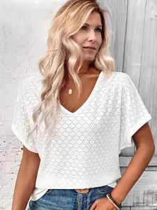 StyleCast Women Self Design V-Neck Regular Top