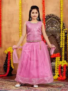 BAESD Girls Embellished Ready to Wear Lehenga & Blouse With Dupatta
