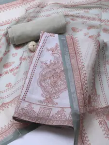 Meena Bazaar Floral Printed Linen Unstitched Dress Material