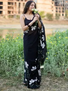 RACHNA Floral Printed Pure Georgette Block Print Saree