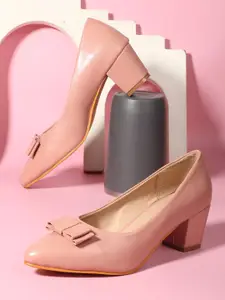 BIG BIRD FOOTWEAR Women Pointed Toe Block Heel Pumps with Bows