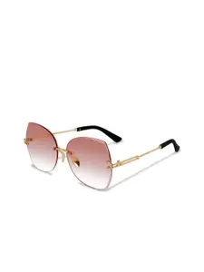 DEXENT COLLECTION Women Pink Lens & Gold-Toned Butterfly Sunglasses with