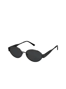 DEXENT COLLECTION Women Black Lens & Black Oval Sunglasses with