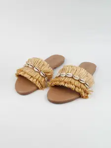 MyMy footwear Raffia Slide Women Open Toe Flats