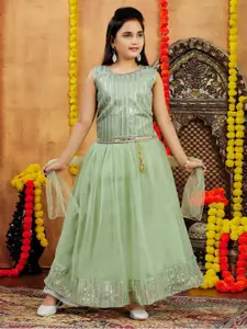 BAESD Girls Embellished Net Ready to Wear Lehenga With Blouse And Dupatta