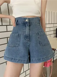 StyleCast Women Loose Fit High-Rise Denim Shorts