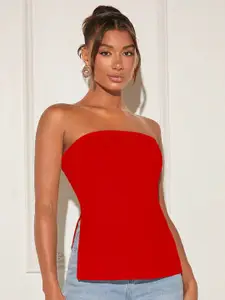 AAHWAN Women Strapless Solid Crop Tube Top