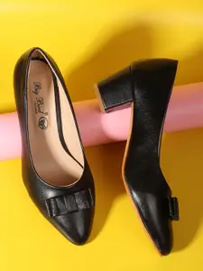 BIG BIRD FOOTWEAR Women PU Block Pumps with Bows
