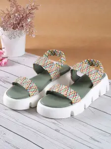 Metro Women Textured Open Toe Flats