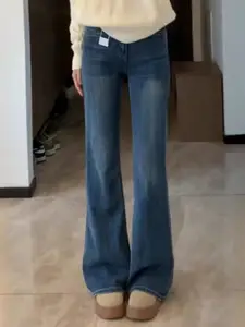 StyleCast Women Flared High-Rise Cotton Medium Fade Jeans