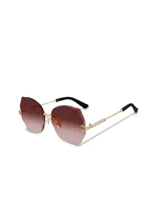 DEXENT COLLECTION Women Brown Lens & Gold-Toned Butterfly Sunglasses with