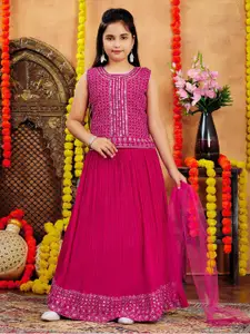 BAESD Girls Embroidered Ready to Wear Georgette Lehenga & Blouse With Dupatta