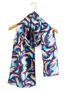Ravaiyaa Women Feather Printed Silk Scarf