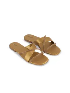 MOSAC Women Embellished Open Toe Flats