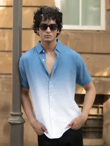 Powerlook Men Dyed Spread Collar Cotton Casual Shirt