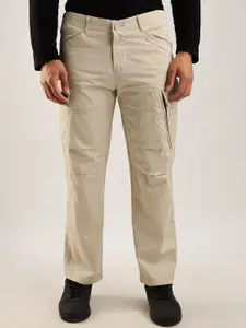 NEVER NEUD Men Relaxed Fit Heavy Air Cotton Cargos
