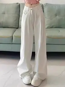 StyleCast Women Wide Leg High-Rise Cotton Jeans