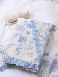 Meena Bazaar Embellished Linen Unstitched Dress Material