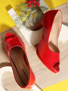 BIG BIRD FOOTWEAR PU Stiletto Peep Toes with Bows